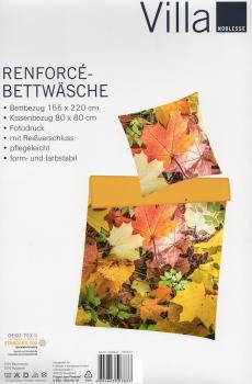 Bettwäsche Romantic Nature - Blätter Herbst - 155 x 220cm - Renforcé - Übergröße